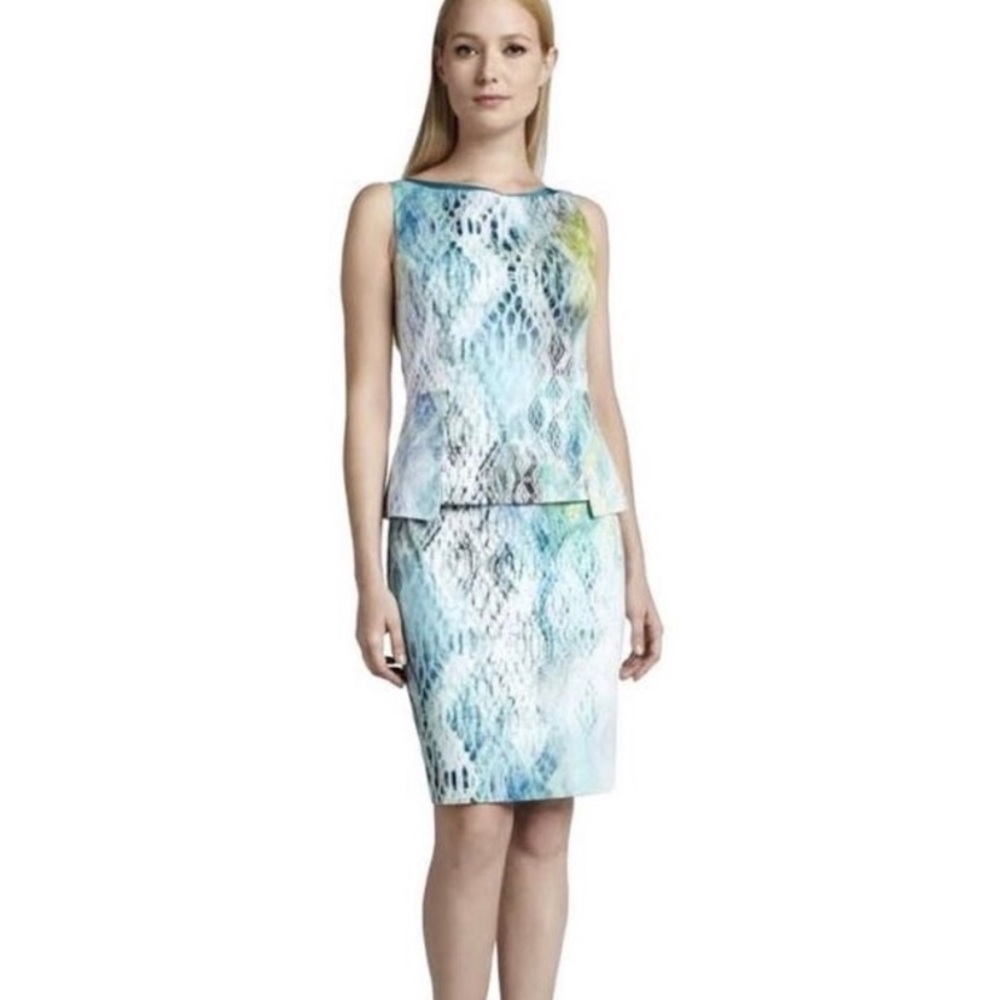 Elie Tahari Peplum Snakeskin Dress